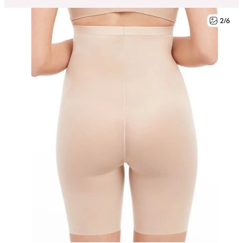 Spanx Thin-stincts High Waisted Mid Thigh Shaping Shorts Beige Nude Women Large